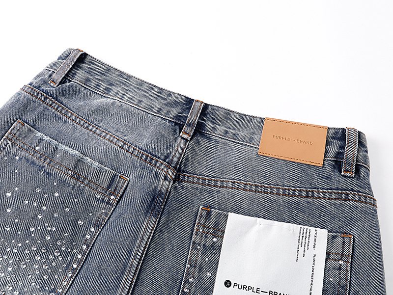 Purple Brand Rhinestone Splatter Denim Shorts — detail