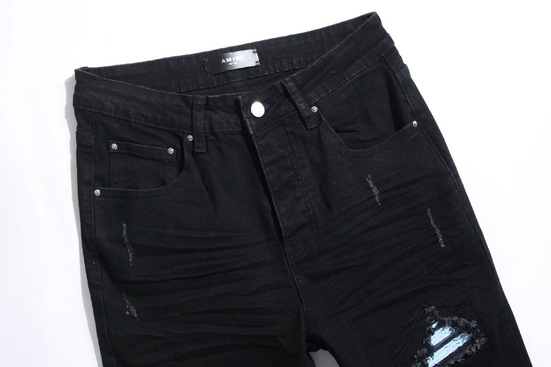 AMIRI Black Distressed Biker Jeans — detail