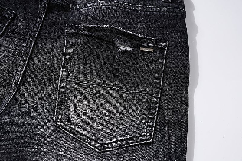 AMIRI Black Distressed Letter Graphic Jeans — detail