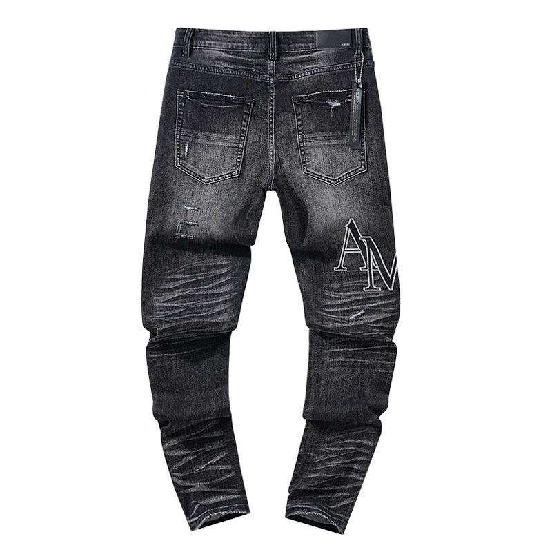 AMIRI Black Distressed Letter Graphic Jeans — back