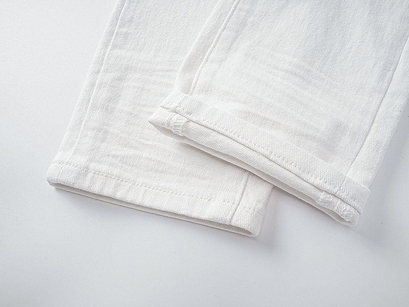 AMIRI White Distressed Ribbed Panel Jeans — detail