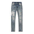 AMIRI Light Blue Distressed Appliqué Jeans — front