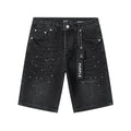 Purple Brand Black Rhinestone Splatter Denim Shorts — hero
