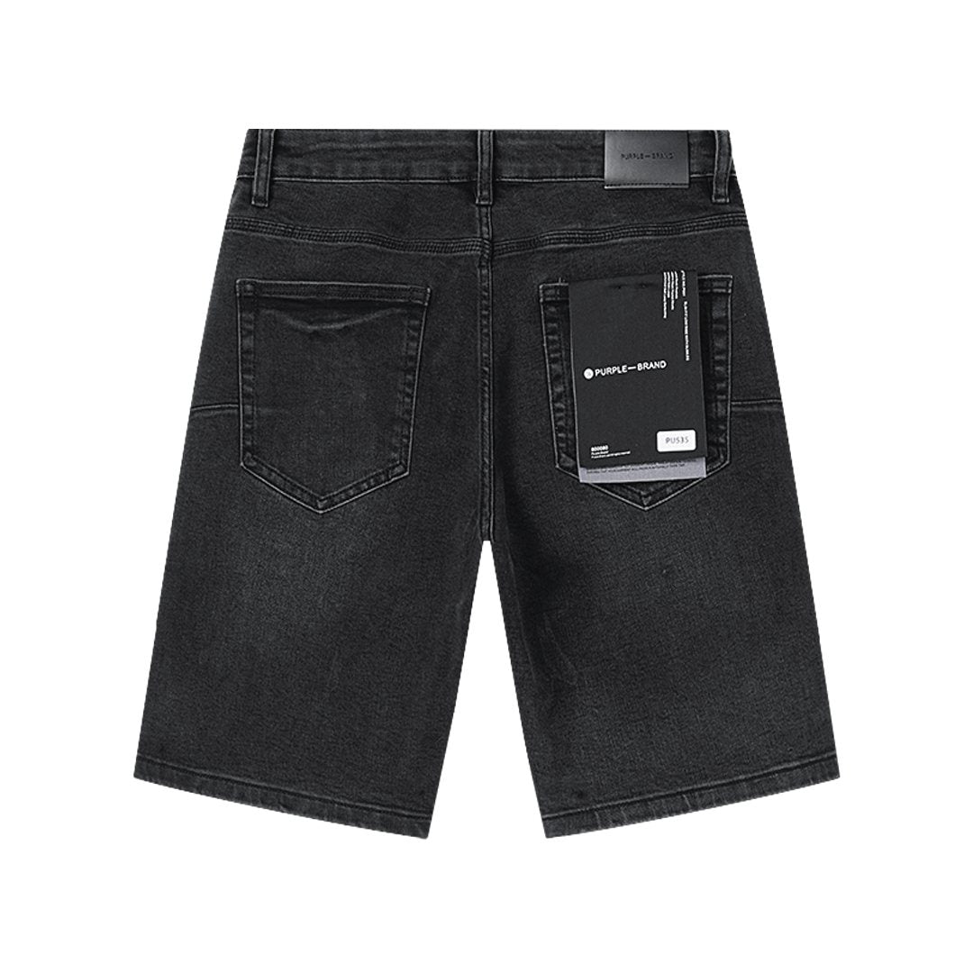 Purple Brand Black Rhinestone Splatter Denim Shorts — back