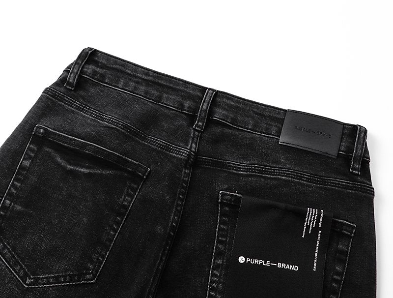 Purple Brand Black Rhinestone Splatter Denim Shorts — detail