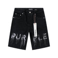 Purple Brand Black Rhinestone Denim Shorts — hero
