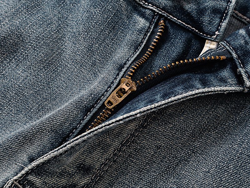 R+A Distressed Blue Embroidered Pocket Jeans — detail