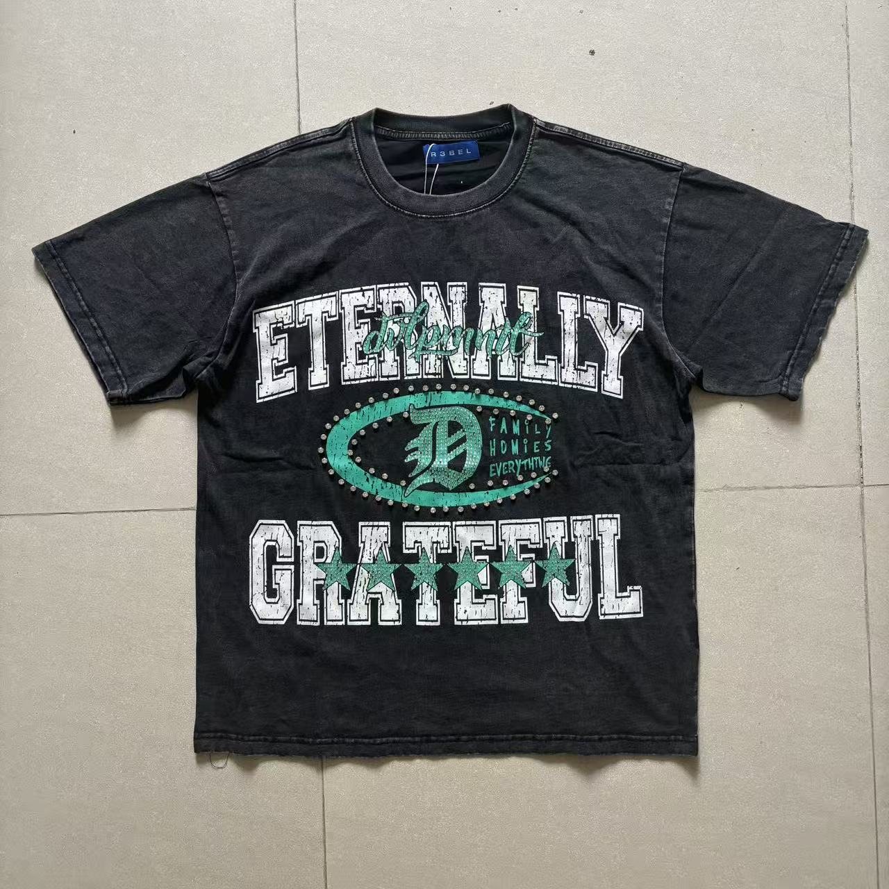 R3BEL Eternally Grateful Rhinestone Graphic T-Shirt — front