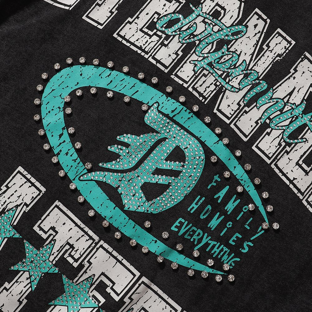R3BEL Eternally Grateful Rhinestone Graphic T-Shirt — detail