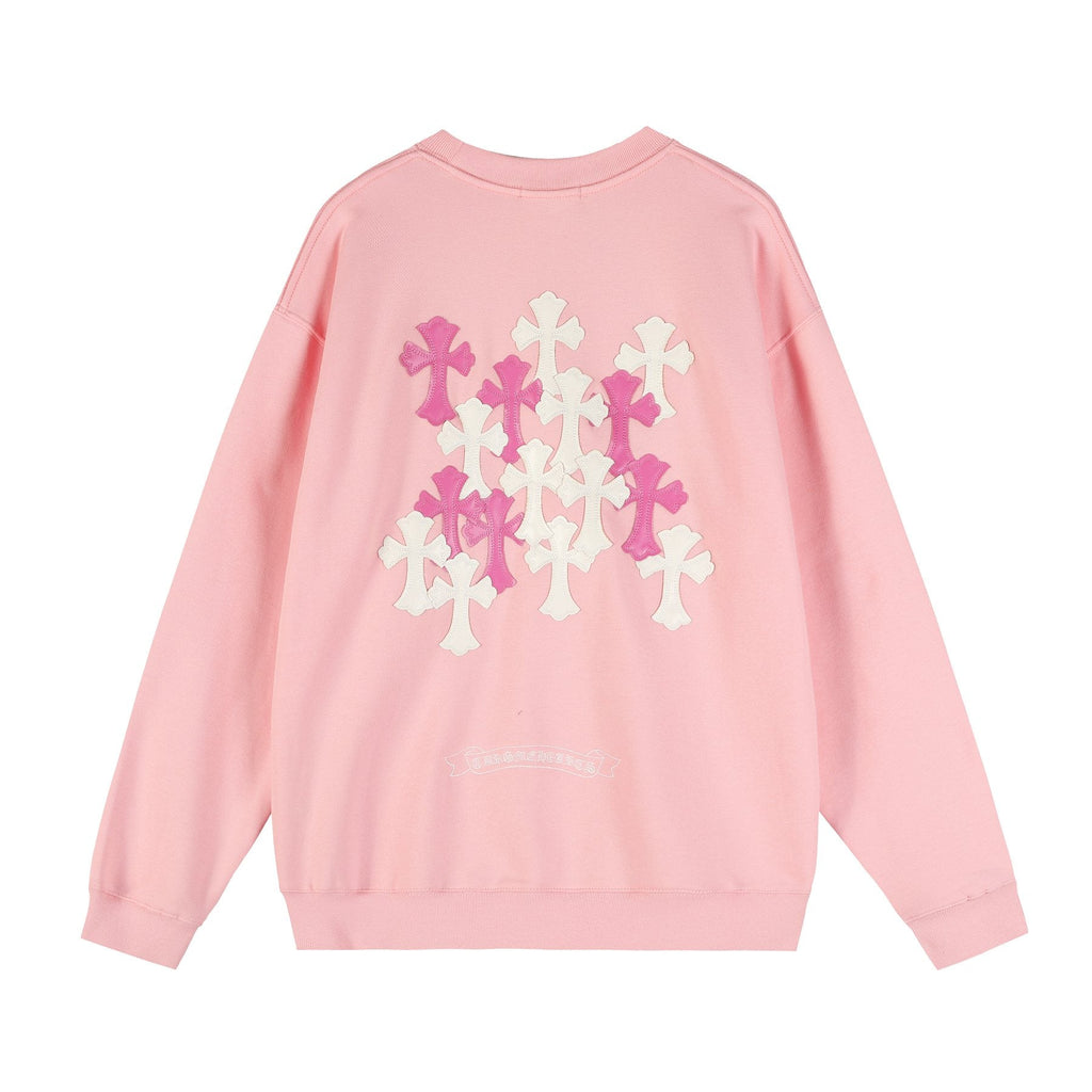 Chrome Hearts Pink Graphic Applique Crewneck Sweatshirt — back