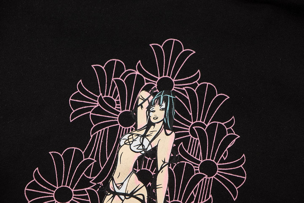 Chrome Hearts Anime Floral Zip-Up Hoodie — detail