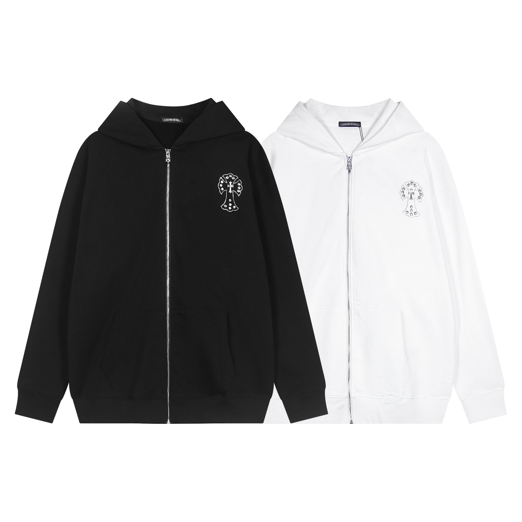 Chrome Hearts Floral Cross Graphic Full-Zip Hoodie — comparison