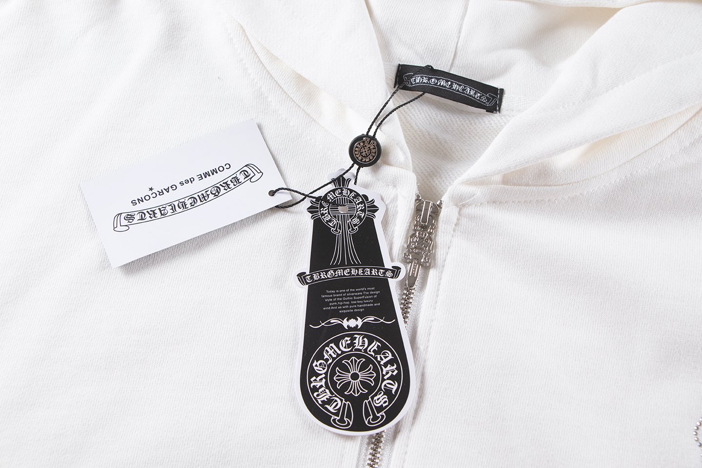 Chrome Hearts Floral Cross Graphic Full-Zip Hoodie — hang_tag