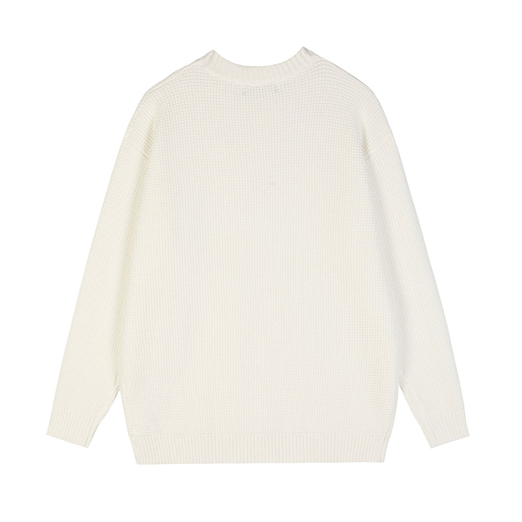 Chrome Hearts Slogan Patch Waffle Knit Crewneck Sweater — back