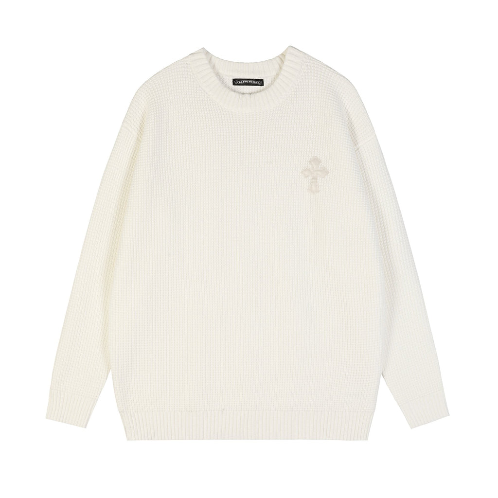 Chrome Hearts Slogan Patch Waffle Knit Crewneck Sweater — hero
