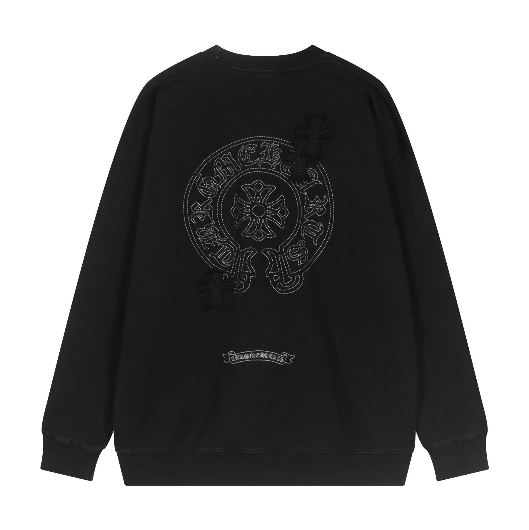 Chrome Hearts Rhinestone Horseshoe Applique Crewneck Sweatshirt — back