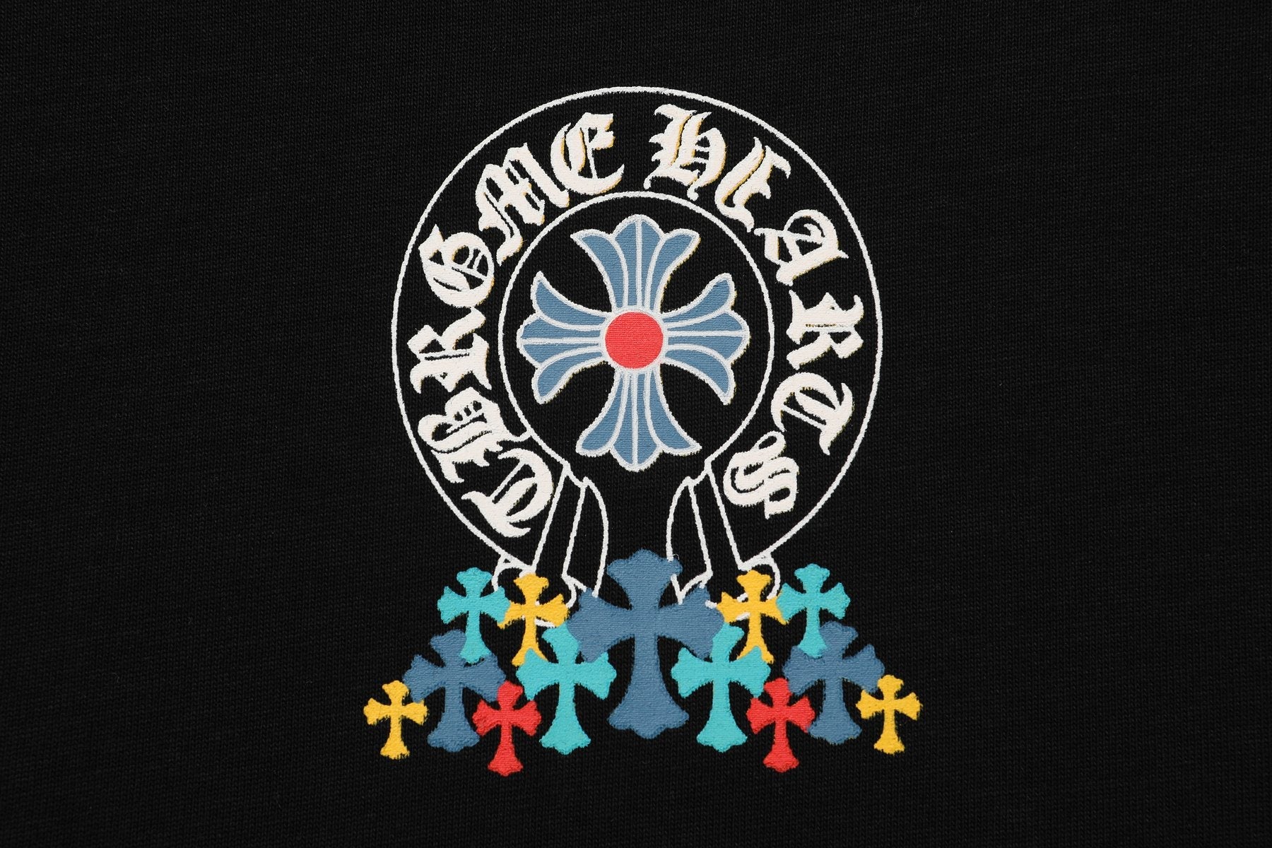 Chrome Hearts Rainbow Floral Cross Graphic T-Shirt — detail
