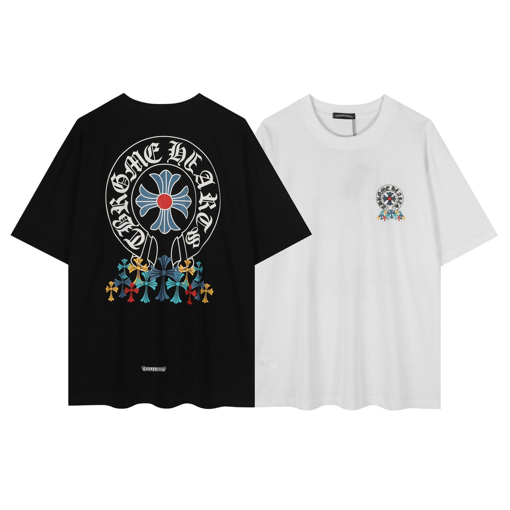 Chrome Hearts Rainbow Floral Cross Graphic T-Shirt — comparison