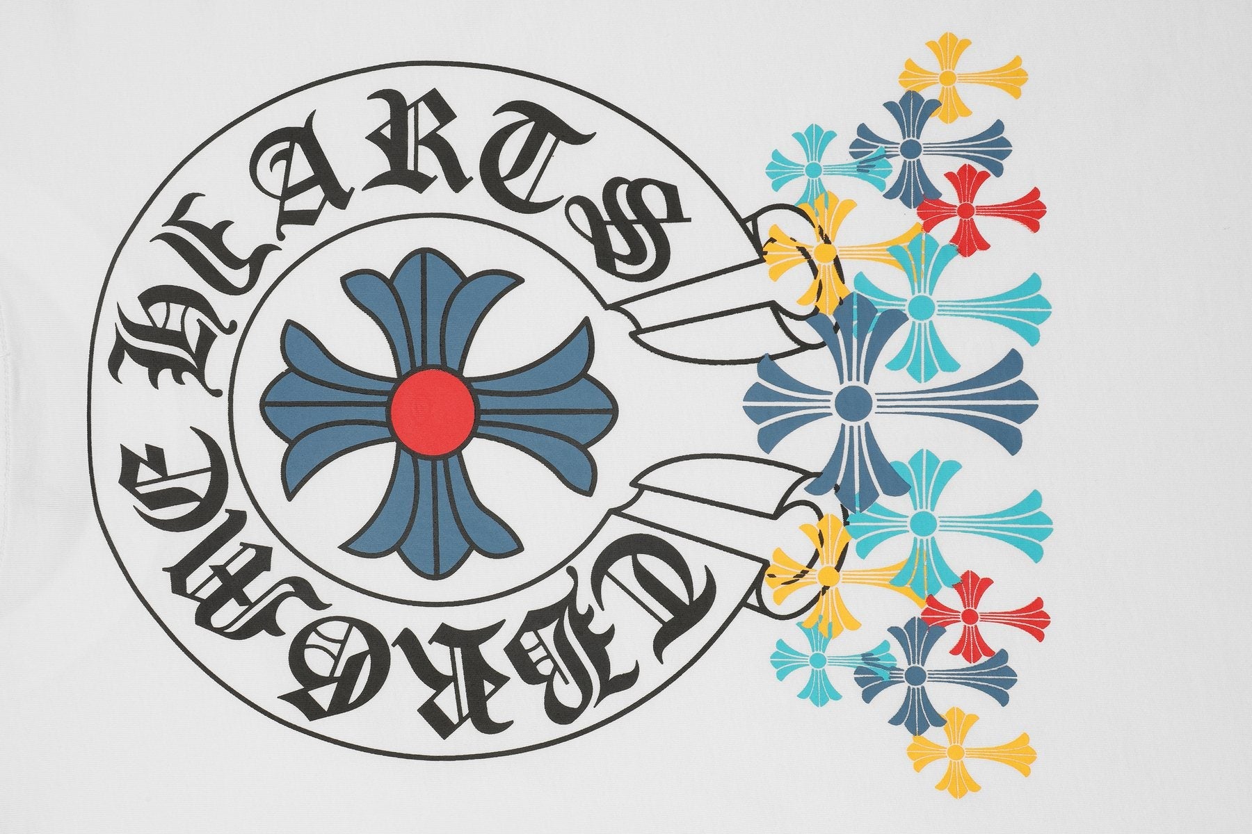 Chrome Hearts Rainbow Floral Cross Graphic T-Shirt — detail