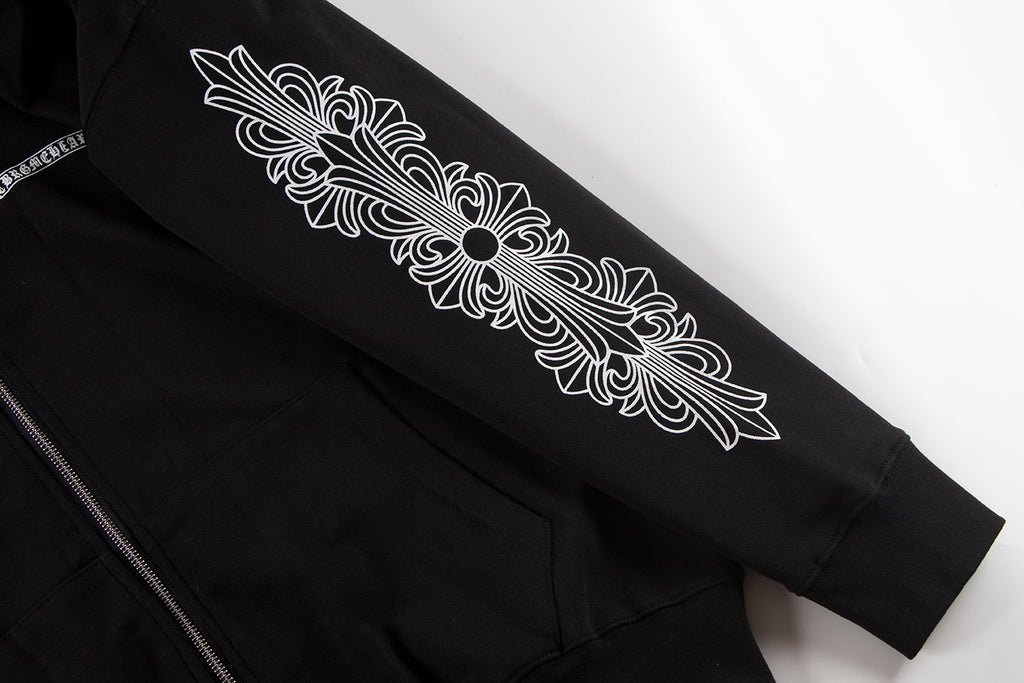 Chrome Hearts Horseshoe Cross Graphic Zip Hoodie — detail