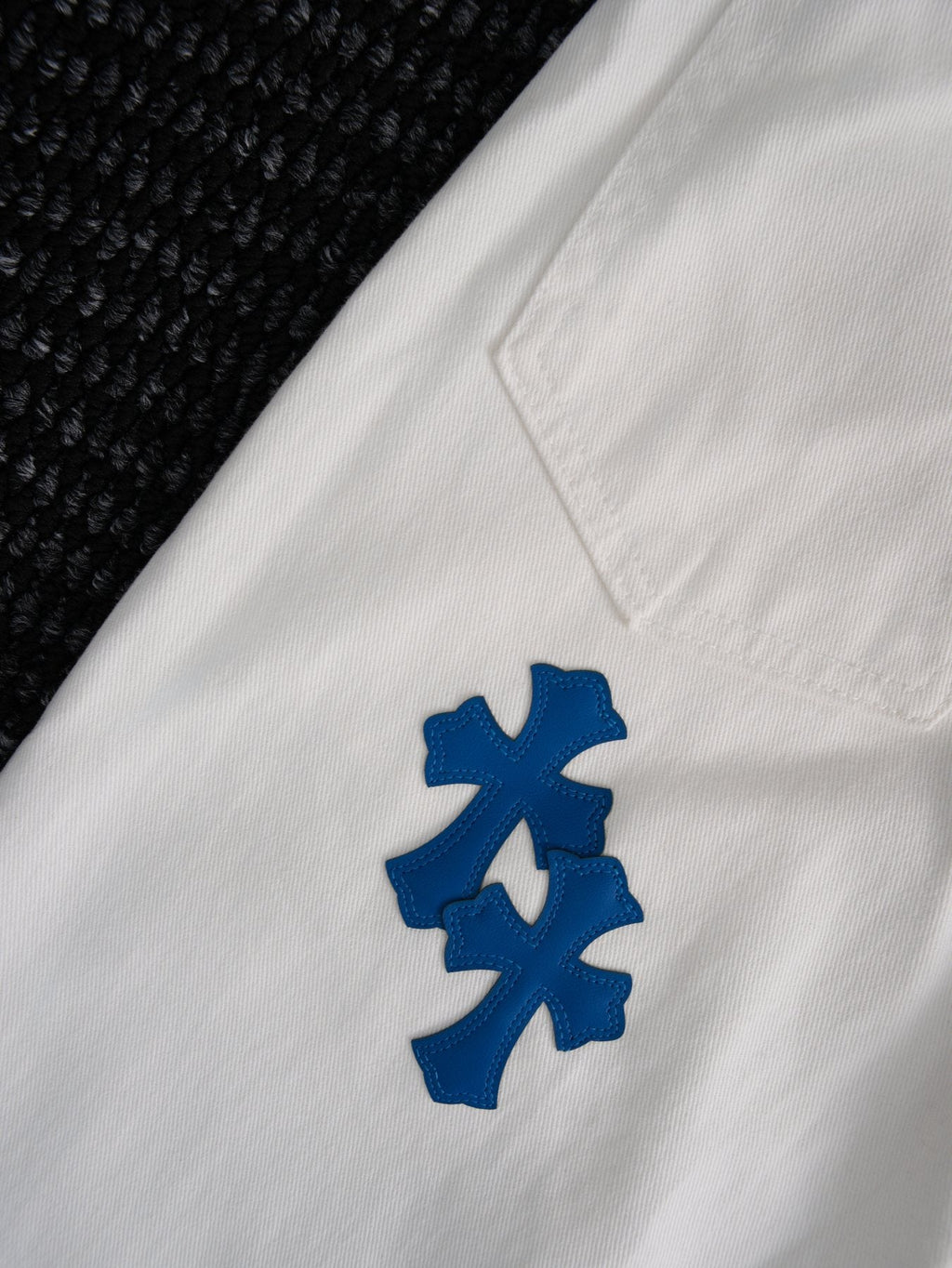 Chrome Hearts White Cross Patch Jeans — detail