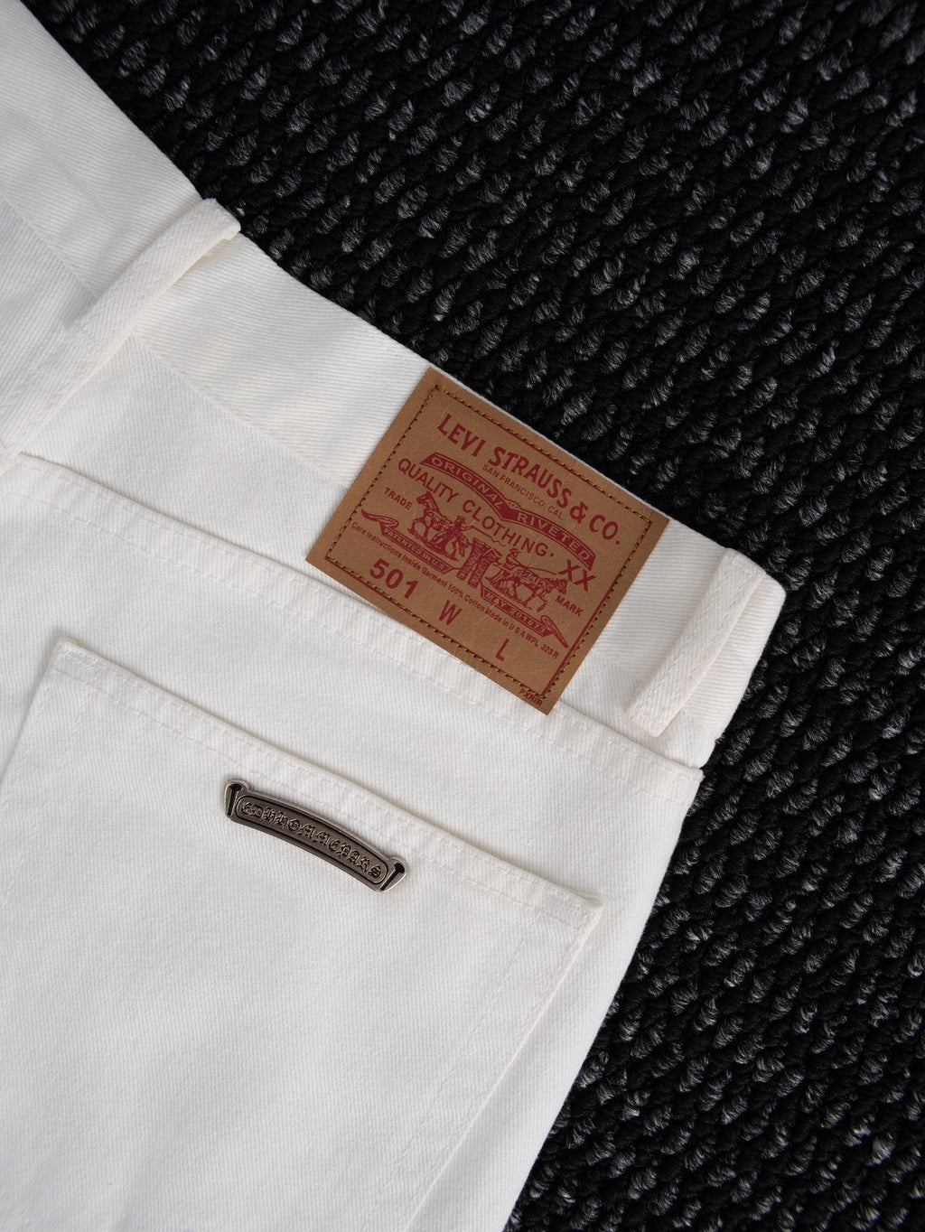 Chrome Hearts White Cross Patch Jeans — detail