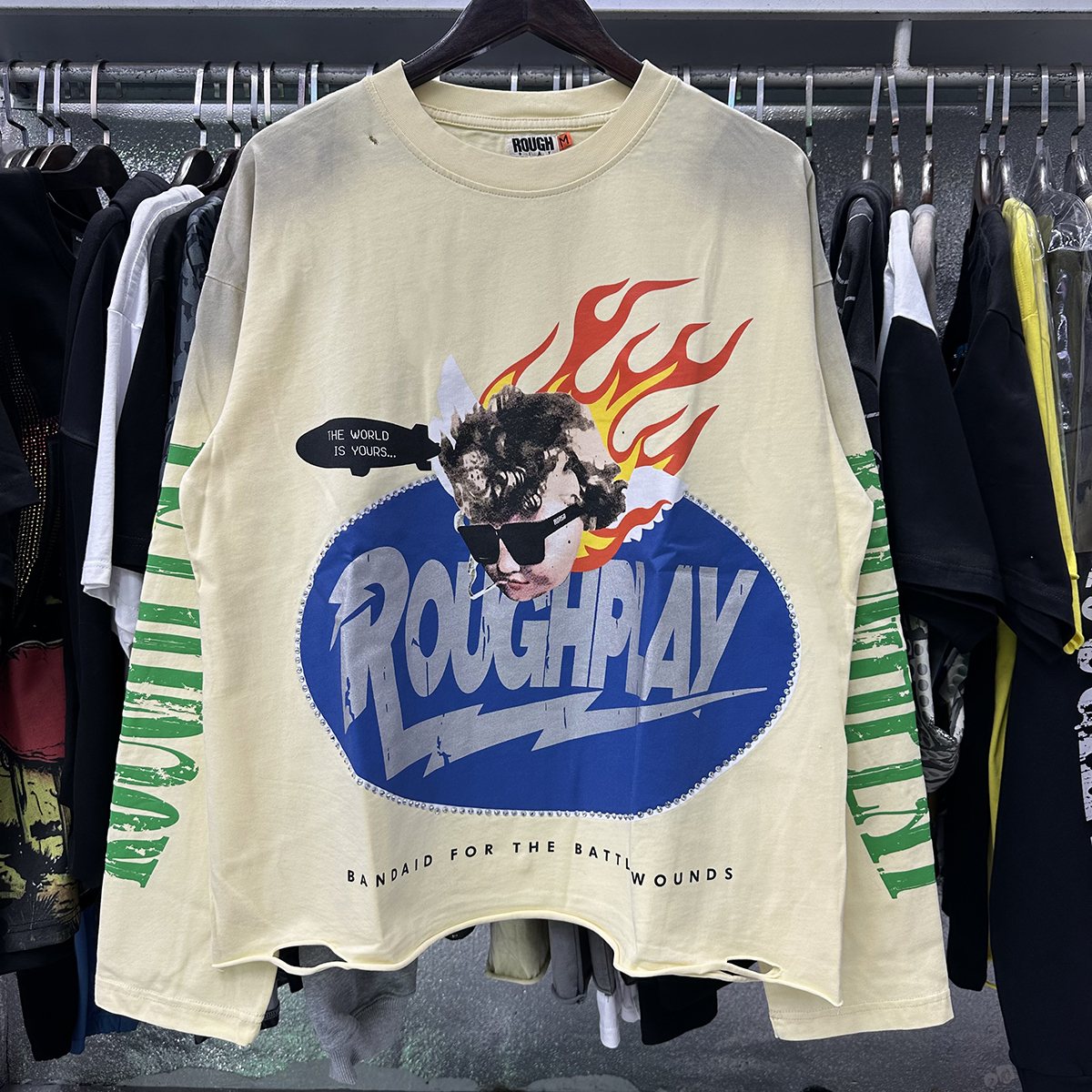Rough Play SoulBoy Rhinestone Graphic Long-Sleeve T-Shirt — context