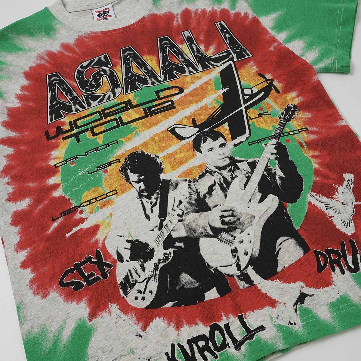 ASAALL Green Tie-Dye World Tour Graphic T-Shirt — detail