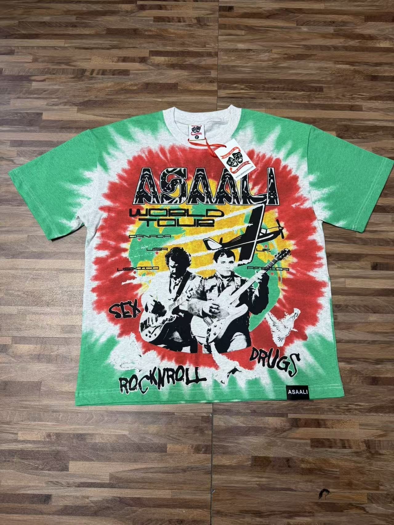 ASAALL Green Tie-Dye World Tour Graphic T-Shirt — front