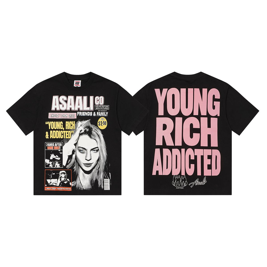 ASAALL Young Rich Addicted Portrait Graphic T-Shirt — front