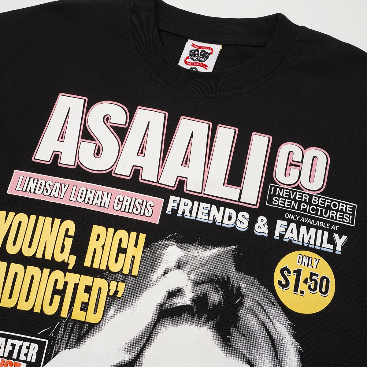 ASAALL Young Rich Addicted Portrait Graphic T-Shirt — detail