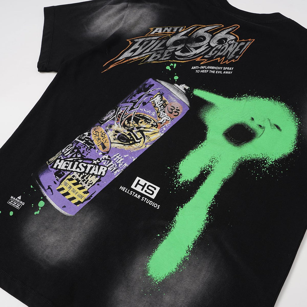 Hellstar Washed Black Front & Back Graphic T-Shirt — detail