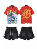 Godspeed Red Western Graphic T-Shirt and Shorts Set — front