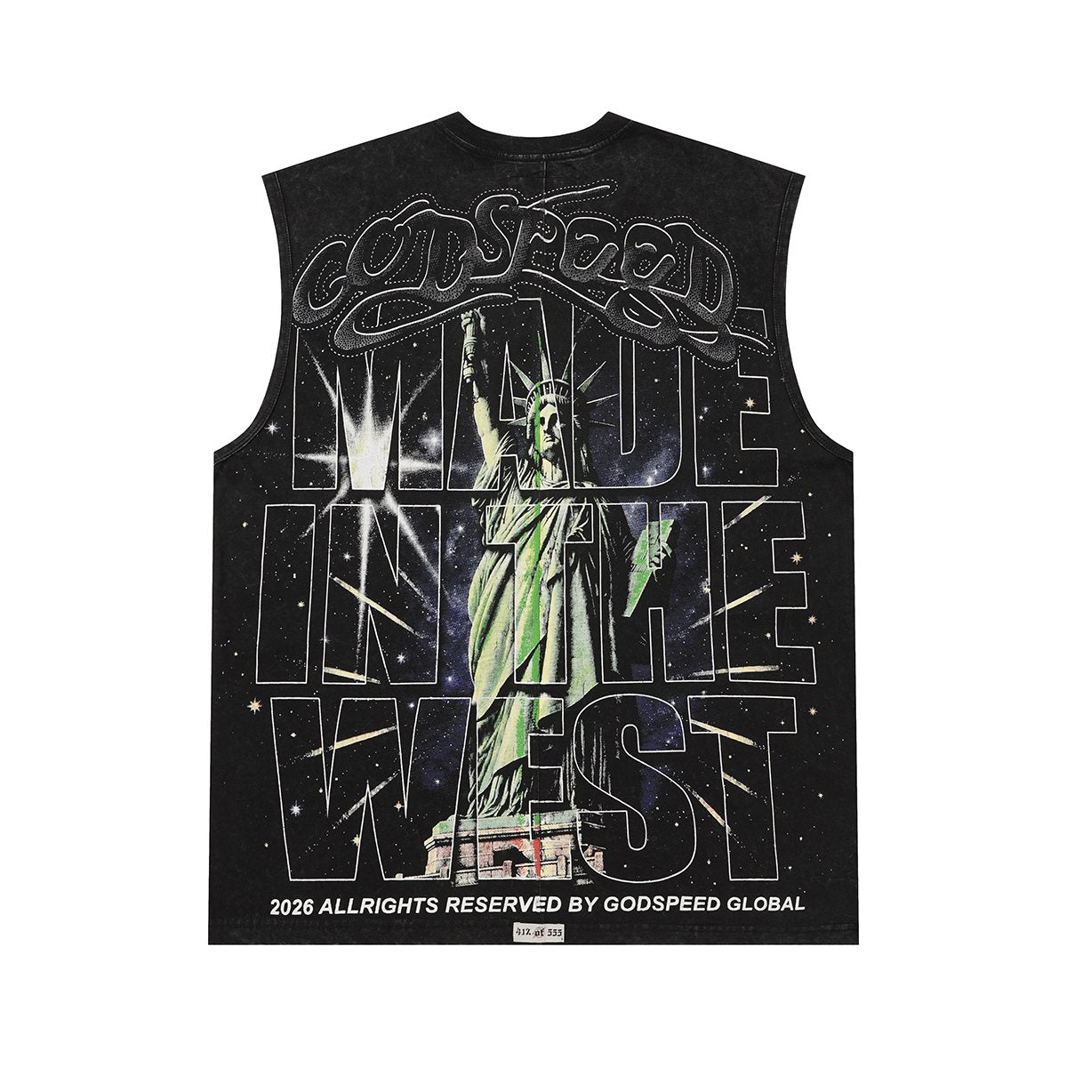 Godspeed Statue of Liberty NYC Sleeveless T-Shirt — back