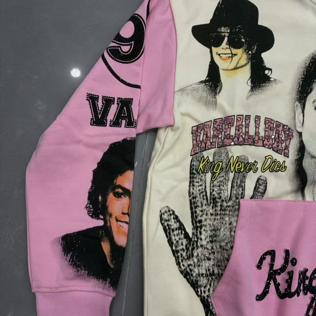 VARE ALL DAY King of Pop Graphic Zip Hoodie — detail