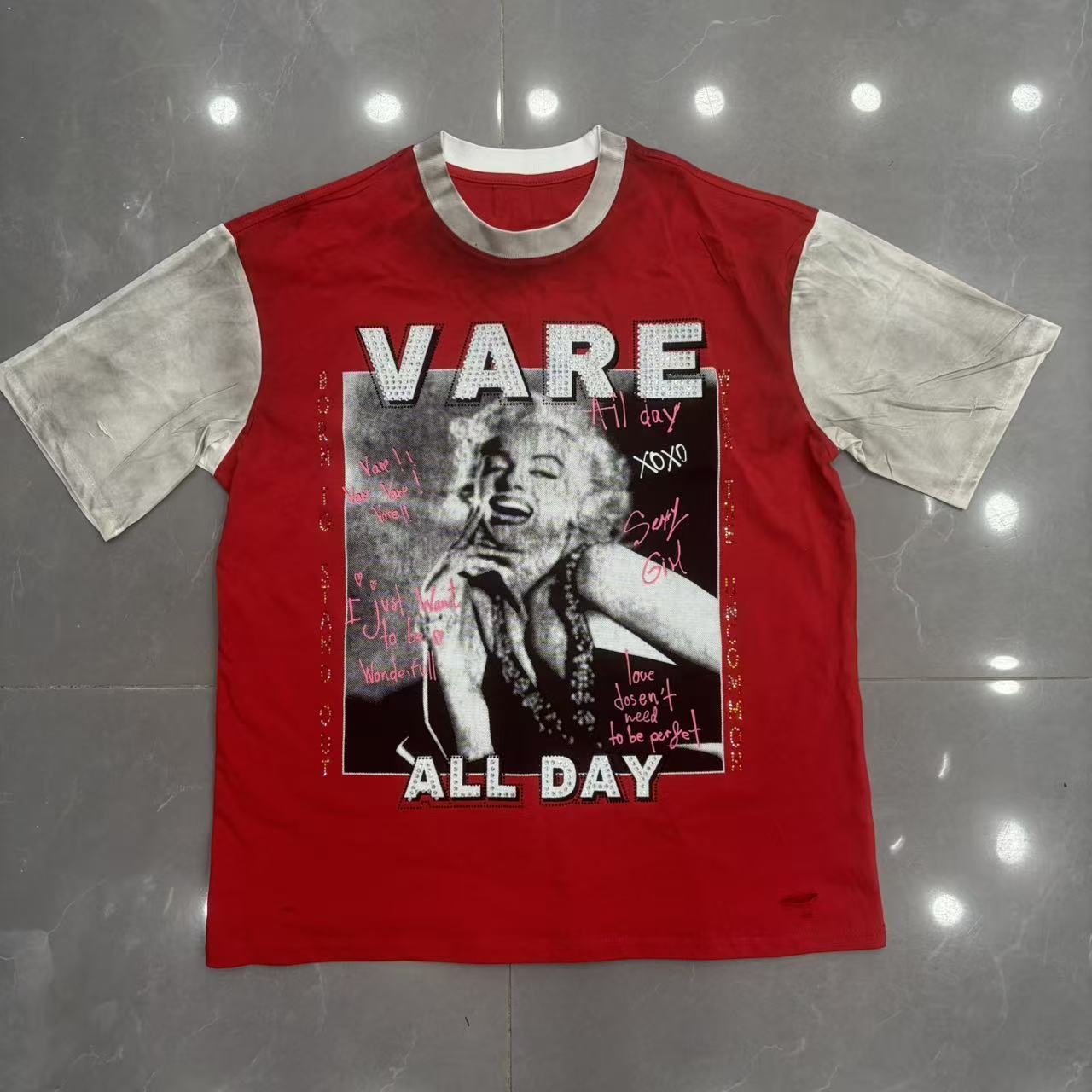 VARE ALL DAY Red Color Block Graphic T-Shirt — hero