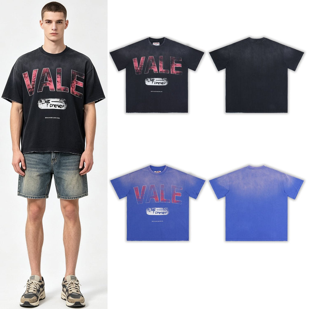 Valley Dreams Live Forever Distressed Graphic T-Shirt — context