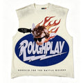 Rough Play Face & Flame Sleeveless T-Shirt — hero