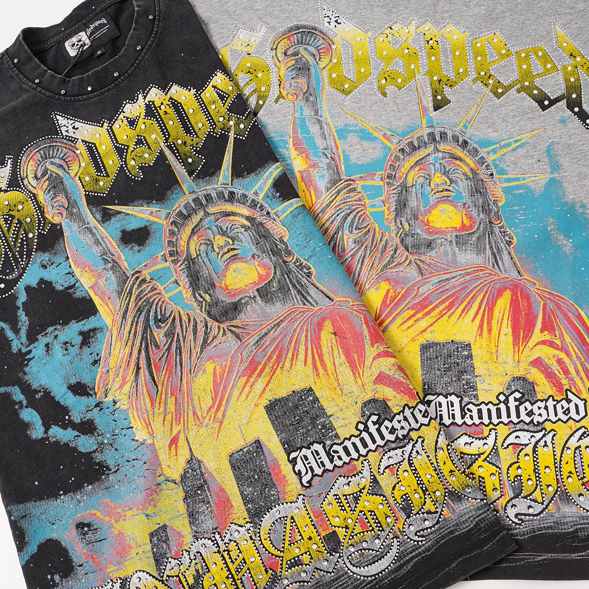 Godspeed Statue of Liberty Worldwide Graphic T-Shirt — detail