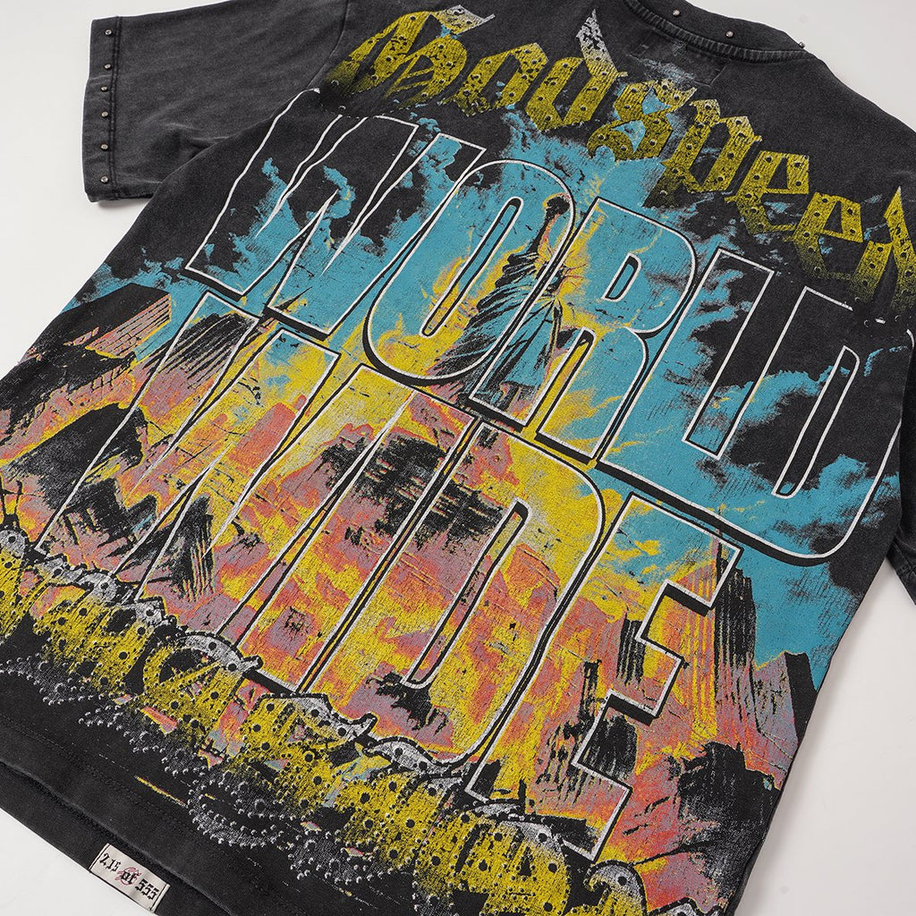 Godspeed Statue of Liberty Worldwide Graphic T-Shirt — detail