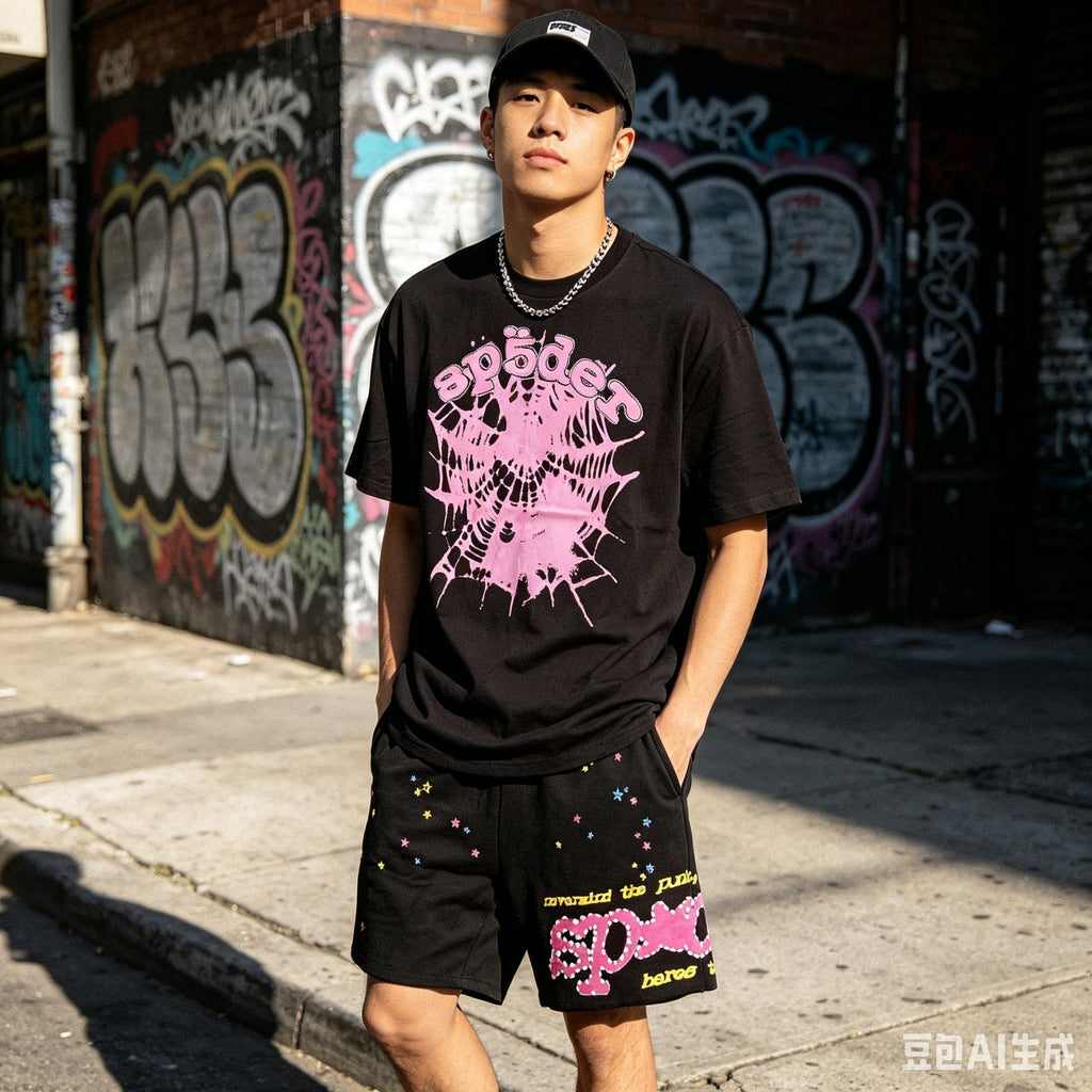 Sp5der Star & Spider Graphic Short-Sleeve Set — model