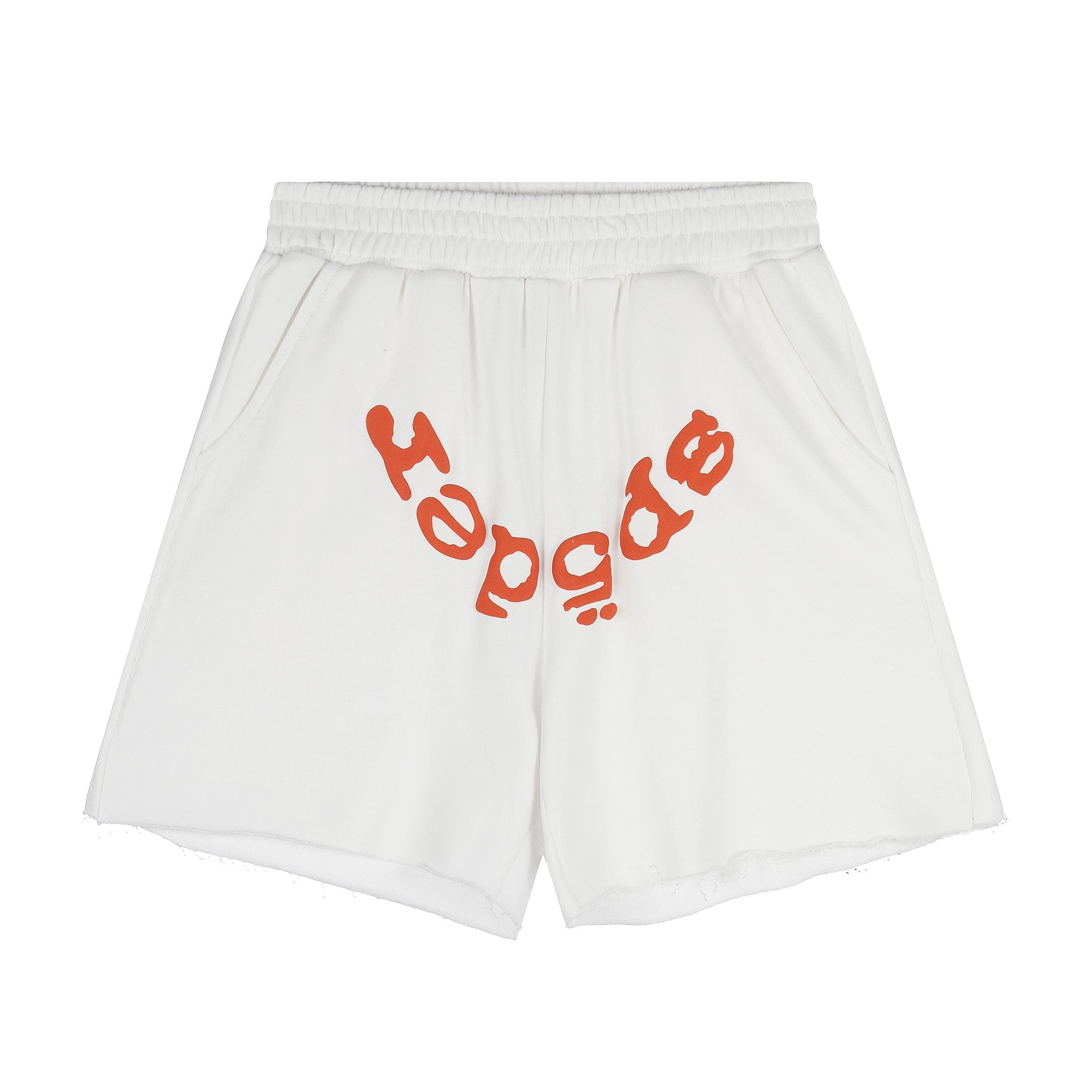 Sp5der Raised Graphic Raw Hem Shorts — hero
