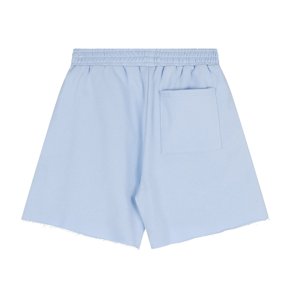 Sp5der Raised Graphic Raw Hem Shorts — back