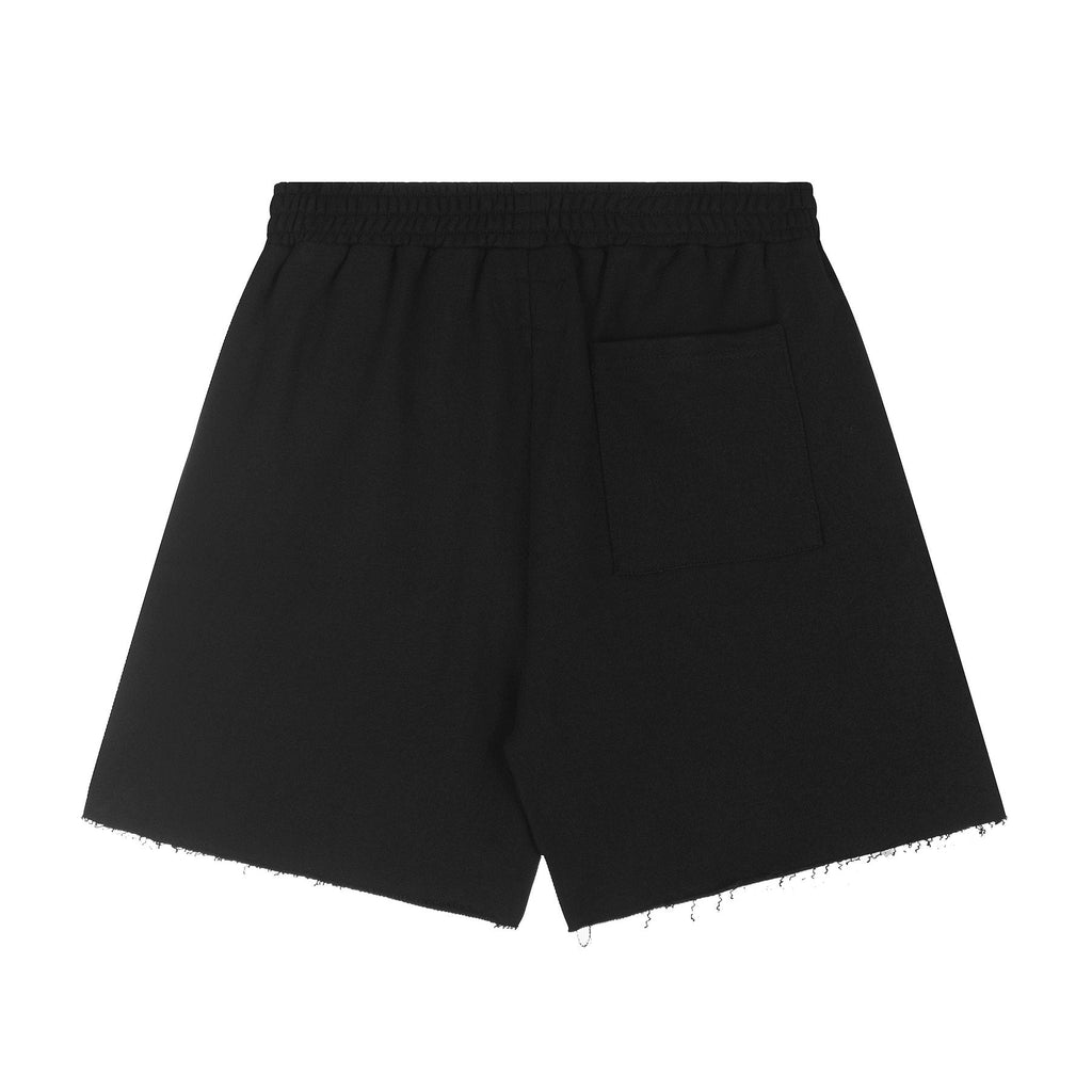 Sp5der Raised Graphic Raw Hem Shorts — back