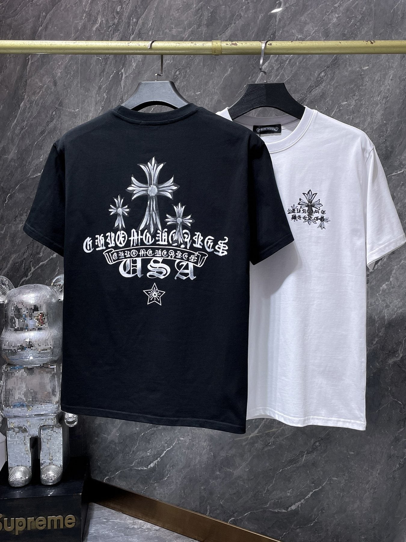 Chrome Hearts Floral Cross USA Graphic T-Shirt — comparison