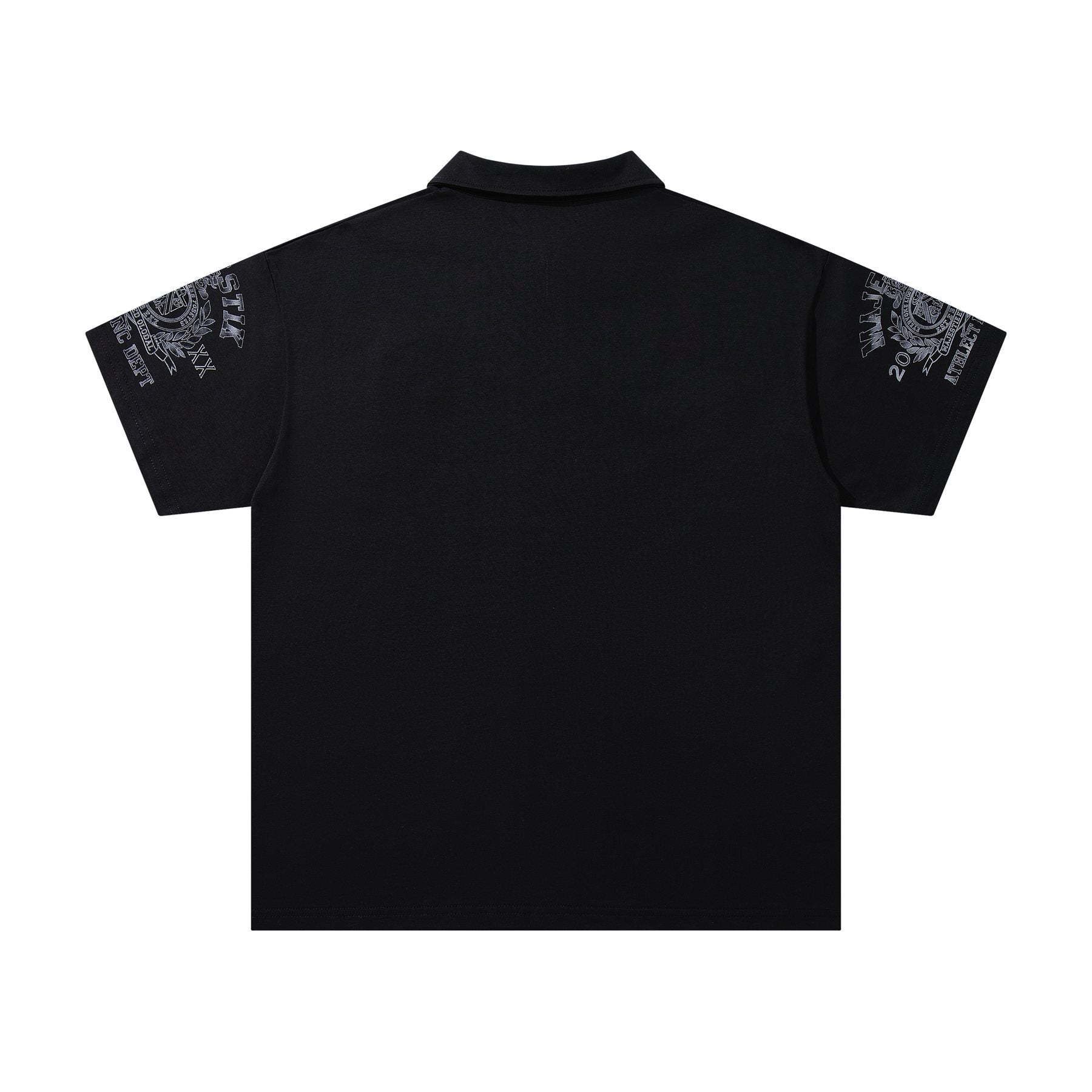 MAJESTIK Embellished Distressed Zip Polo Shirt — back
