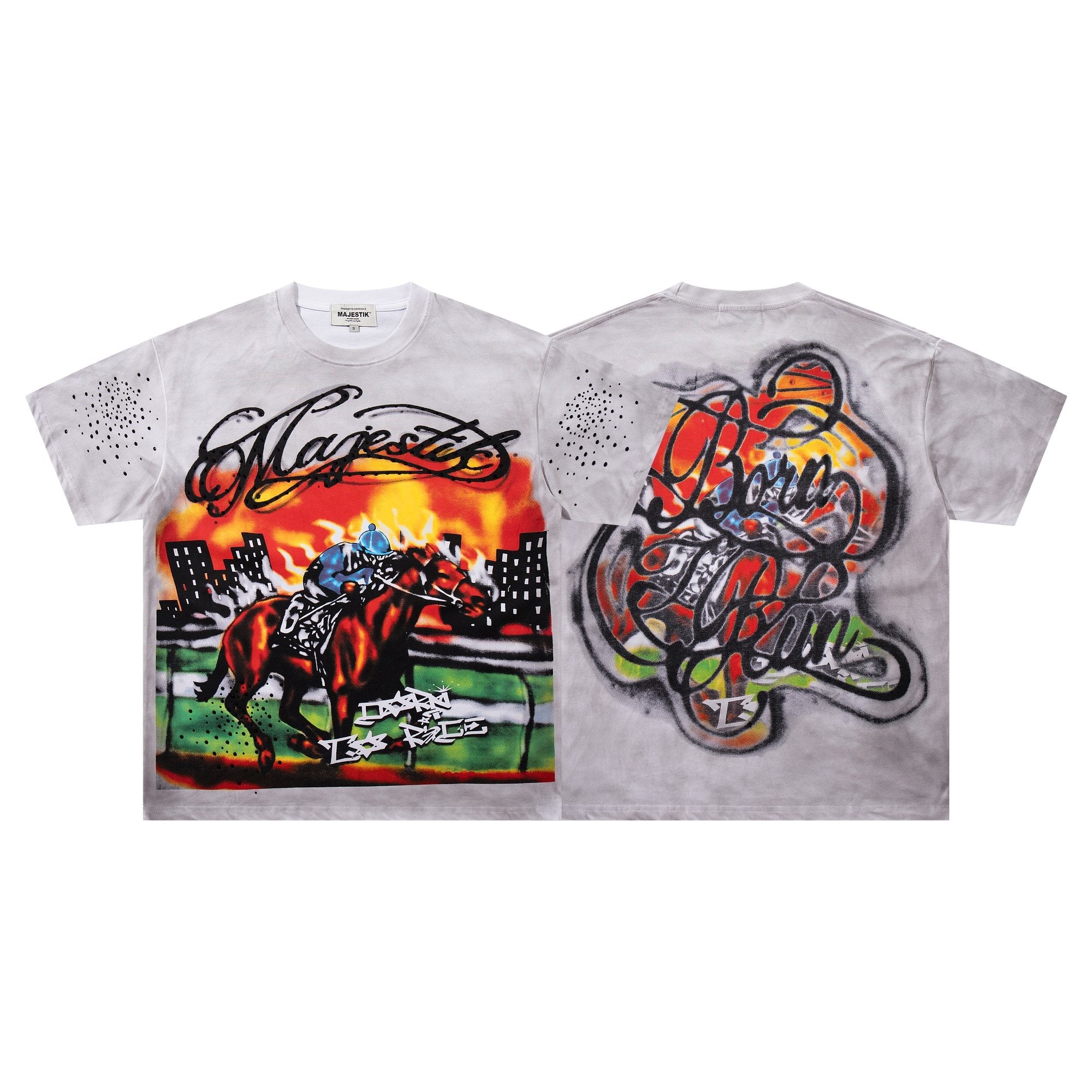 MAJESTIK Horse Racing Graffiti Graphic T-Shirt — hero