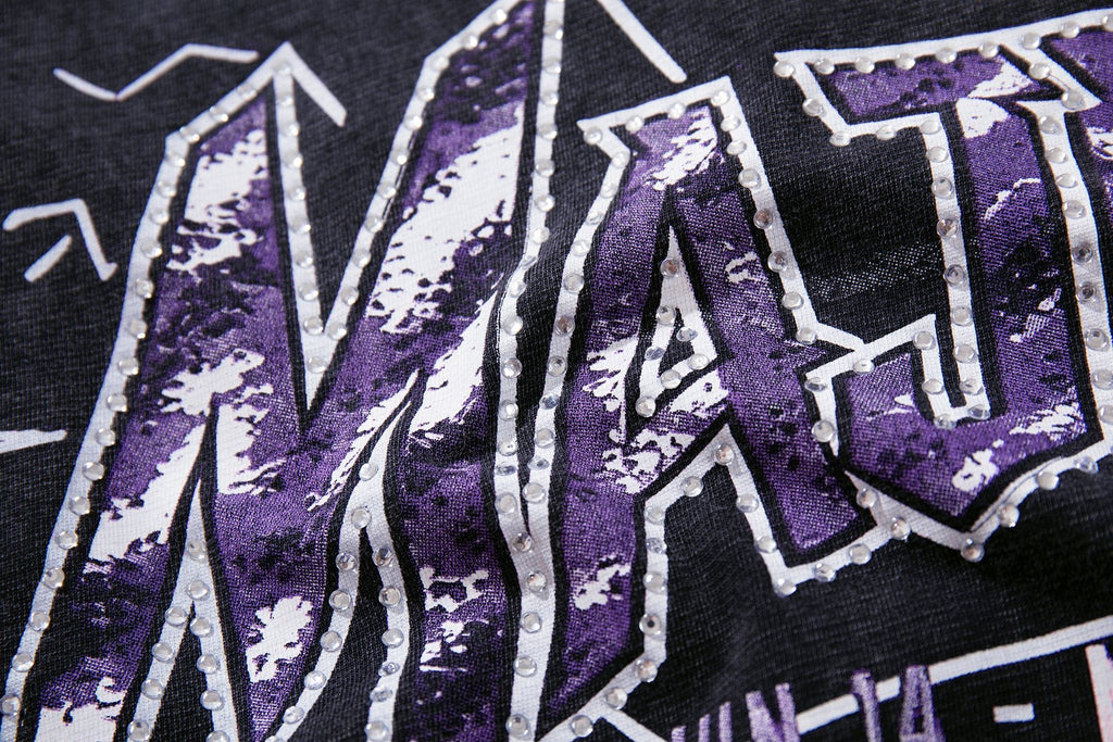 MAJESTIK Washed Rhinestone Graphic T-Shirt — detail