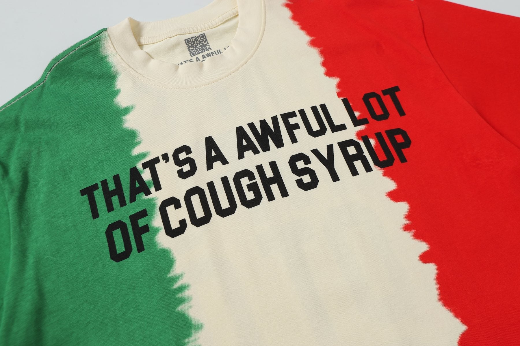 THAT'S A AWFUL LOT OF COUGH SYRUP Tri-Panel Graphic T-Shirt — detail