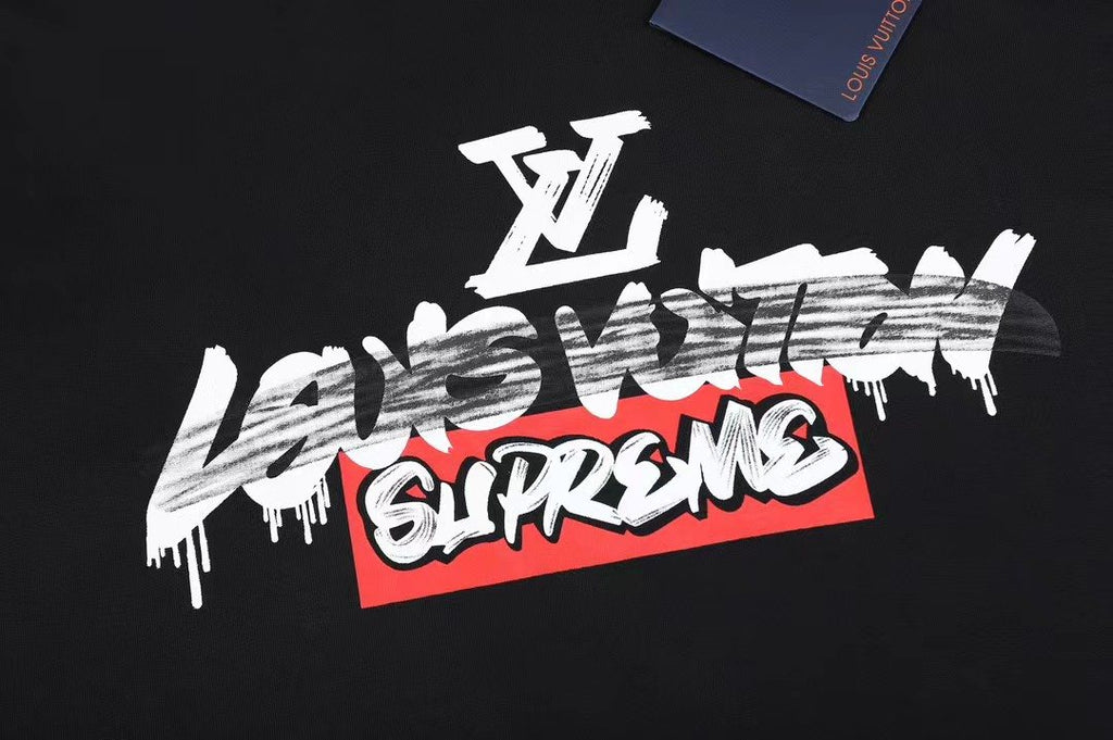 Supreme LV-Style Graffiti Graphic T-Shirt — detail